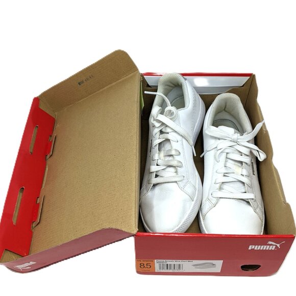 Puma Womens White Smash Sneakers Perforated 8.5 in box - Picture 13 of 16